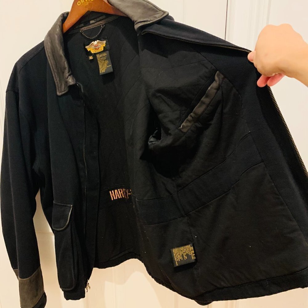 Vintage 90s Harley Davidson Chore Jacket Black Size XL Biker - Picture 5 of 9